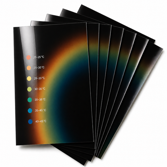 SFXC Liquid Crystal Sheets SFXC Liquid Crystal Sheet R&D Evaluation Pack – 7 Calibrated Temperature Ranges