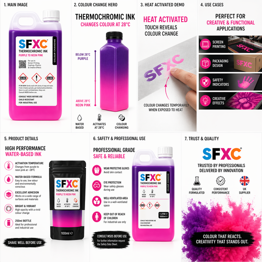 SFXC Thermochromic Paint Temperature Responsive Thermochromic Ink - Purple to Neon Pink