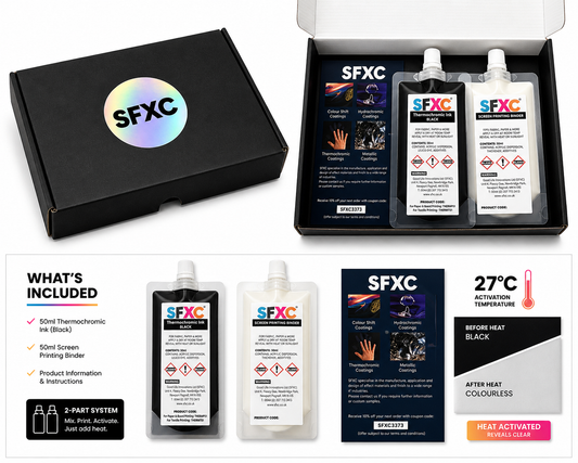 SFXC Thermochromic Screen Ink 100ml (3.4 fl oz) Thermochromic Ink: Black 31°C (87.8°F) - Touch or Rub to Reveal
