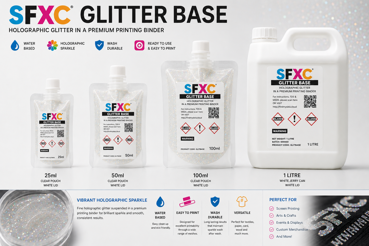 SFXC Glitter base screen printing ink Sparkle Glitter Screen Printing Ink
