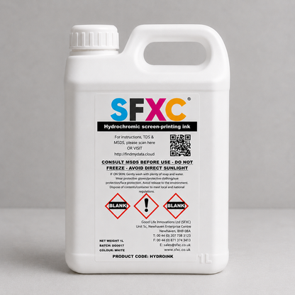 SFXC Hydrochromic Ink 1 litre Hydrochromic Reversible Wet and Reveal Screen Printing Ink for Paper and Board