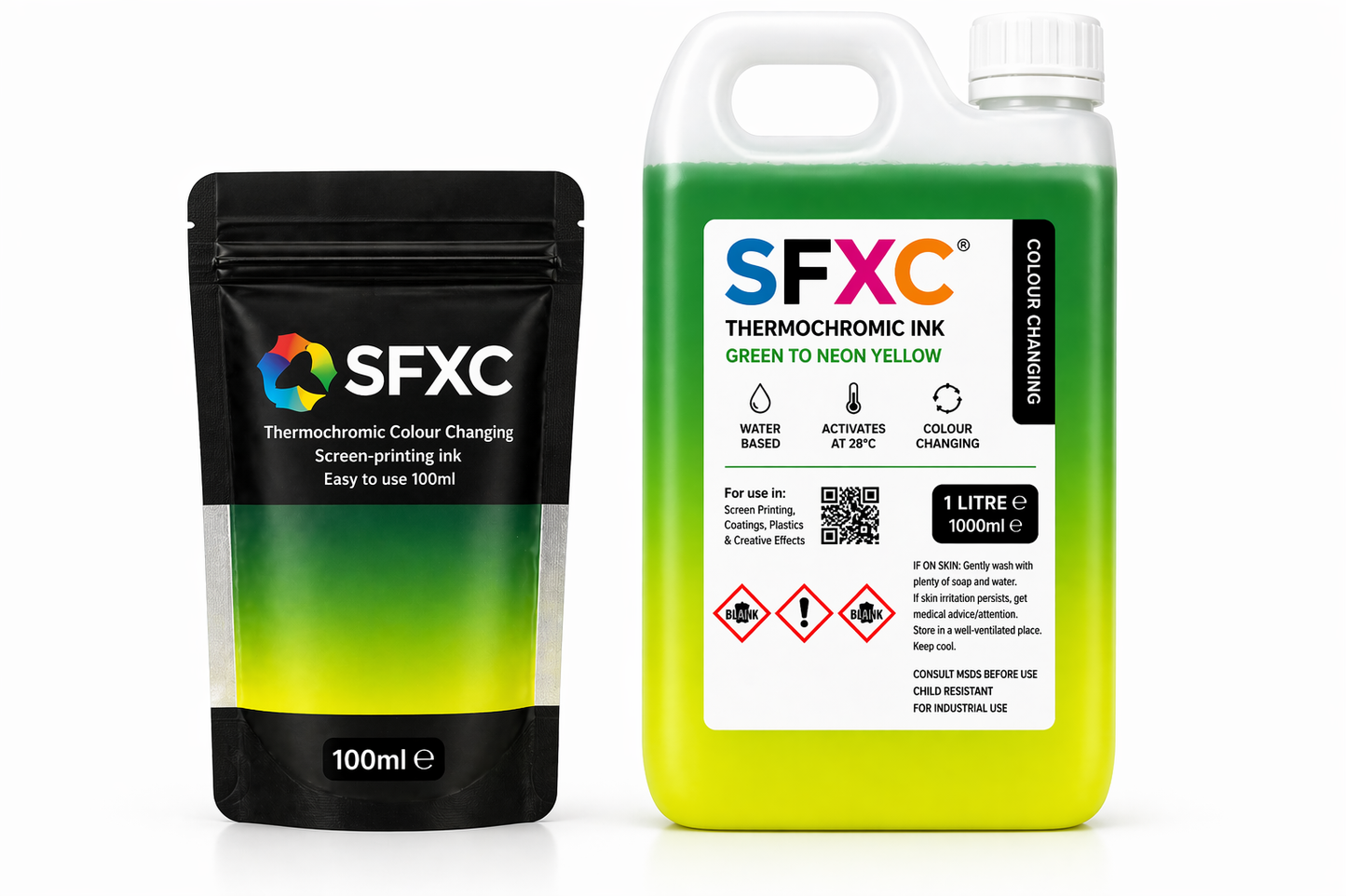 SFXC Thermochromic Paint Temperature Responsive Thermochromic Ink - Green to Neon Yellow