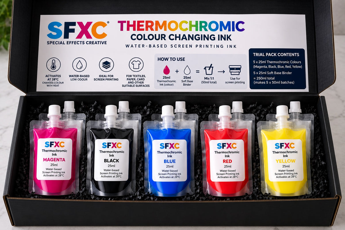 SFXC Thermochromic Screen Ink Thermochromic Colour Changing Ink Trial Pack -  5 colours