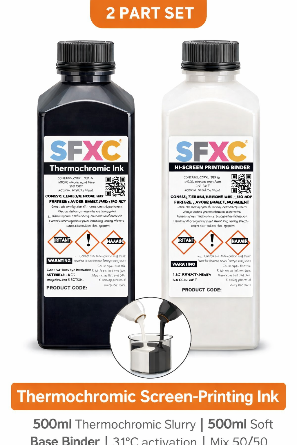 SFXC Thermochromic Screen Ink Thermochromic Ink: Black 31°C (87.8°F) - Touch or Rub to Reveal